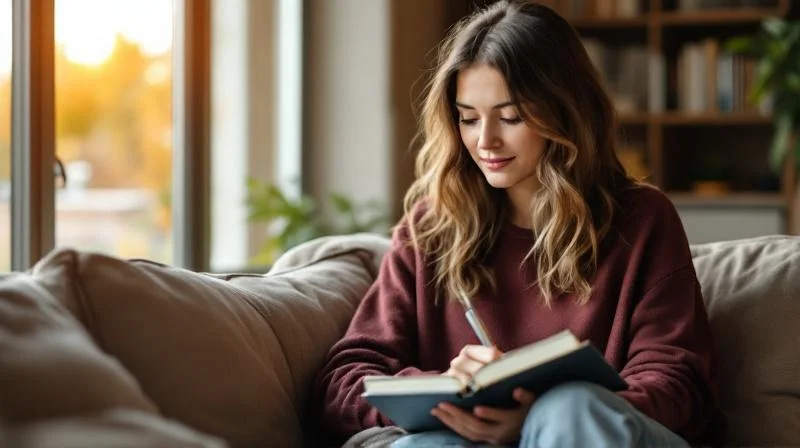 Frau lernt am Laptop in einem hellen Raum in Halle an der Saale